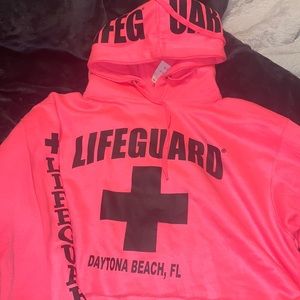 Neon Pink Crop Lifeguard Hoodie - Florida